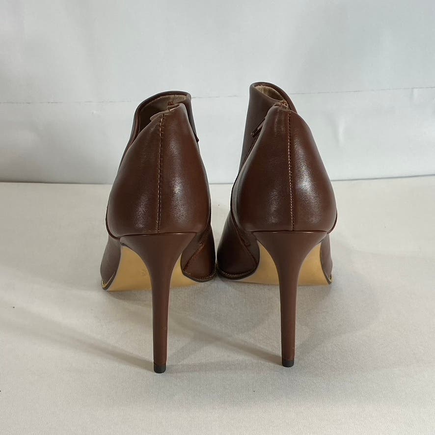 BCBGENERATION Women's Brown Faux Leather Hadix Pointed-Toe Stiletto Booties SZ 7