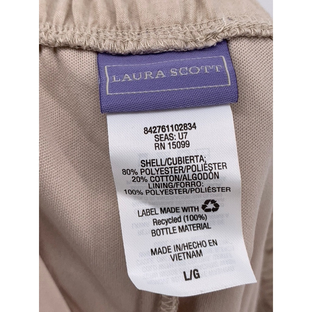 LAURA SCOTT Women's Beige A-Line Midi Skirt SZ L