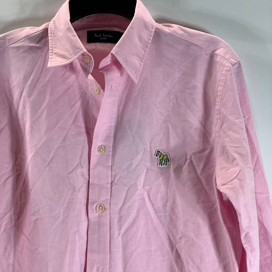 PAUL SMITH Jeans Men's Pink Tailored-Fit Button-Up Long Sleeve Shirt SZ S