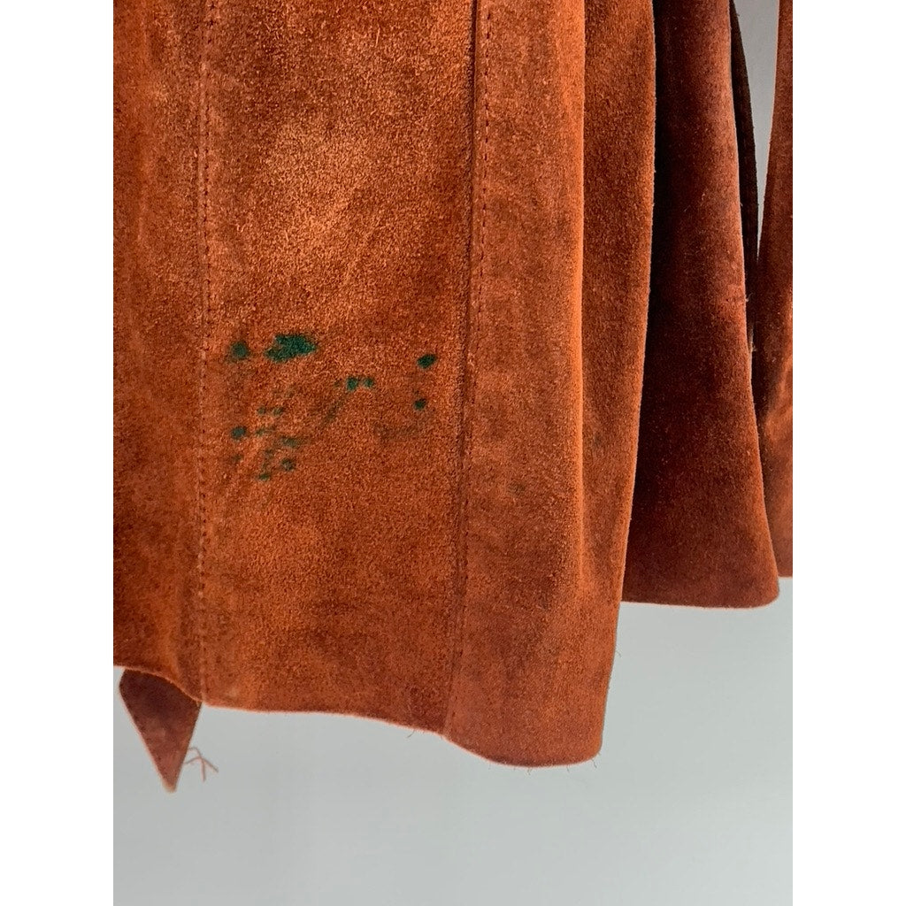 BERMAN'S THE LEATHER EXPERTS Women's Cognac Vintage Leather Belted Jacket SZ 14