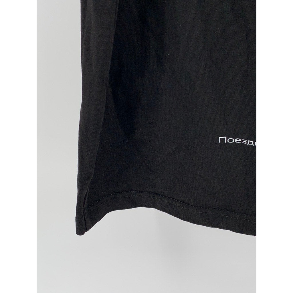 Men's Black Text Logo Crewneck Short Sleeve T-Shirt SZ L