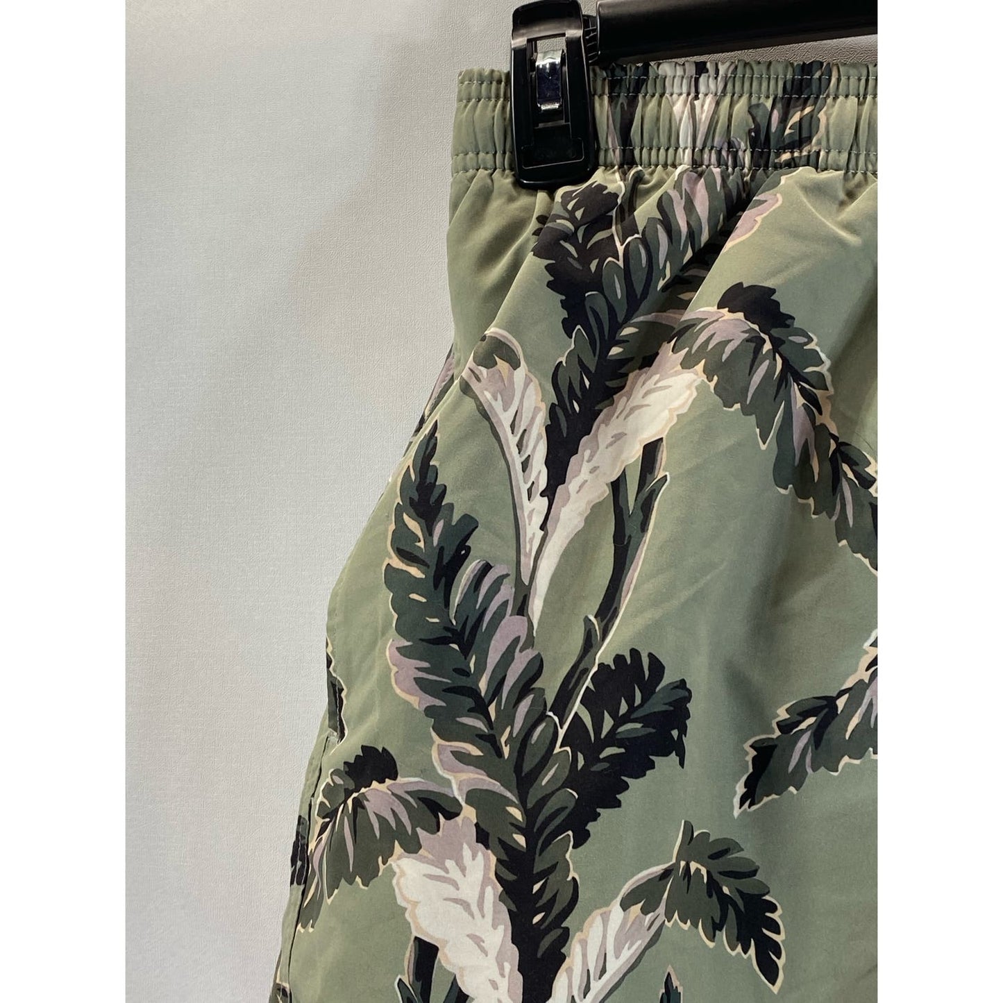 REISS Men's Green Palm Tree Print Drawstring Pull-On Swim Shorts SZ XL