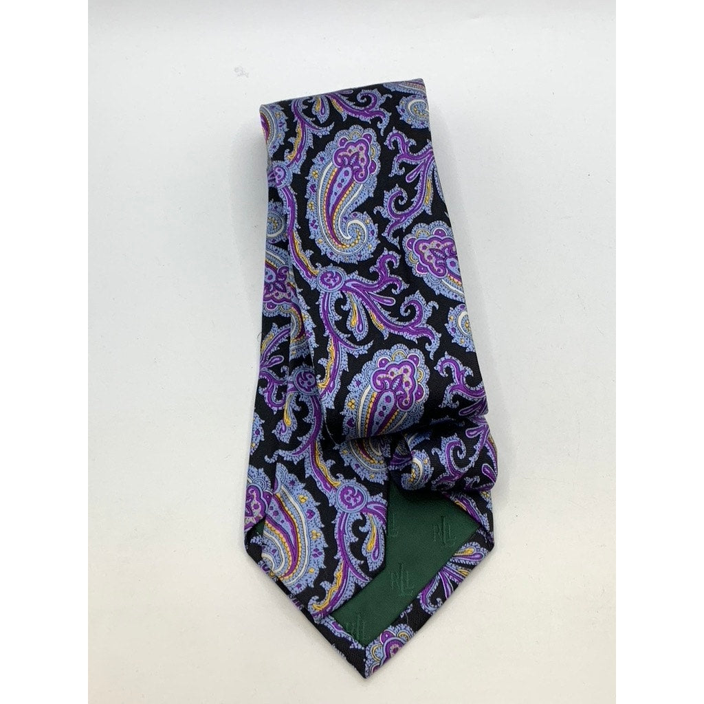 LAUREN RALPH LAUREN Men's Black-Purple Paisley Silk Tie SZ OS