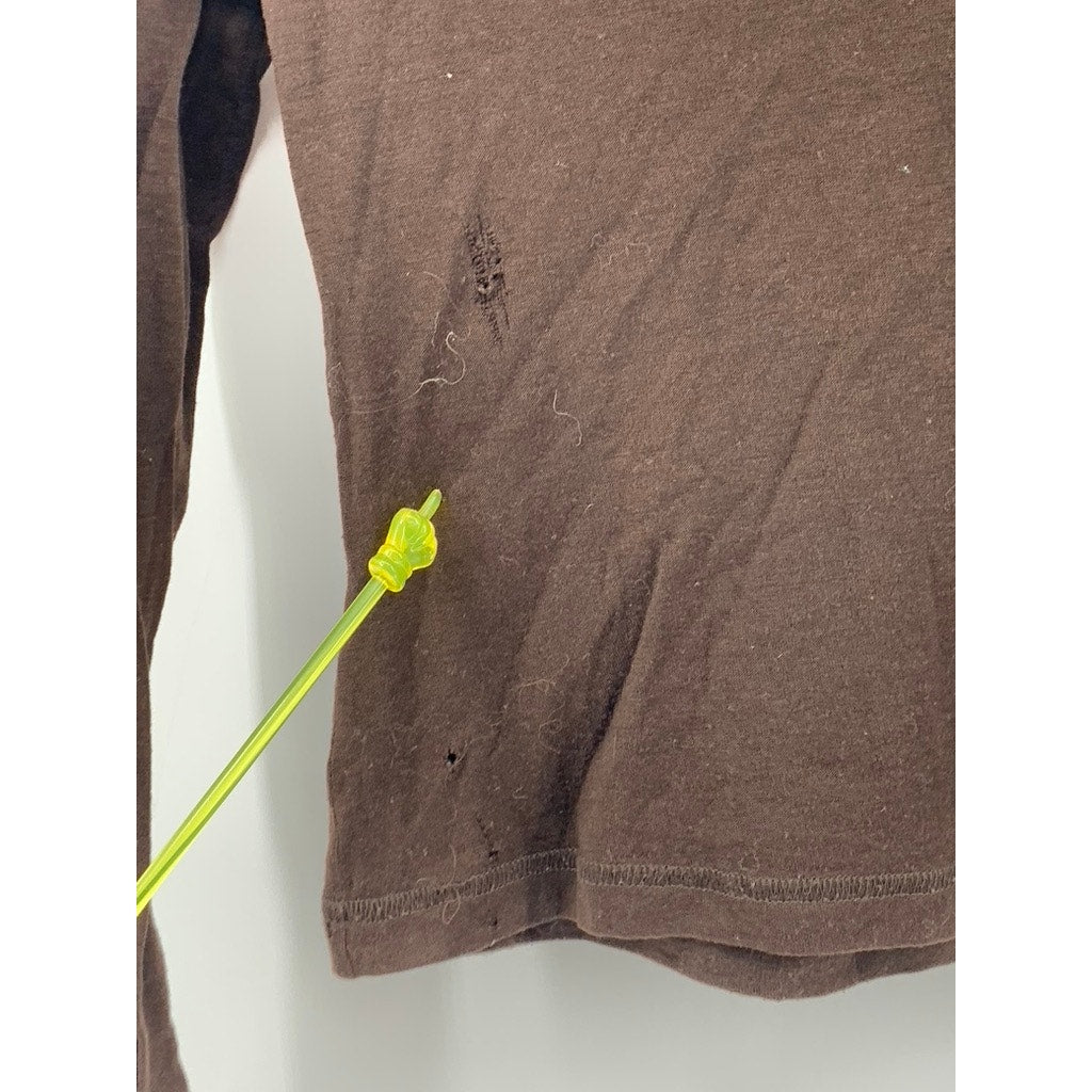 PRADA Women’s Brown Cashmere V-Neck  Distressed Y2K Top SZ S