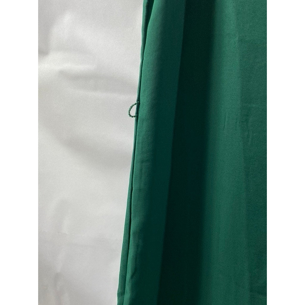 H&M Women's Forest Green V-Neck Semi-Sheer Round-Hem Mini Dress SZ 2