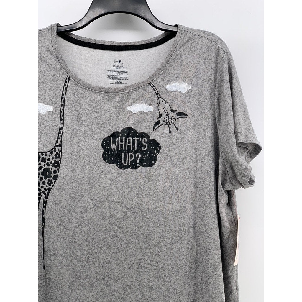 SECRET TREASURES Women's Gray Giraffe Graphic Pajama Top SZ XL
