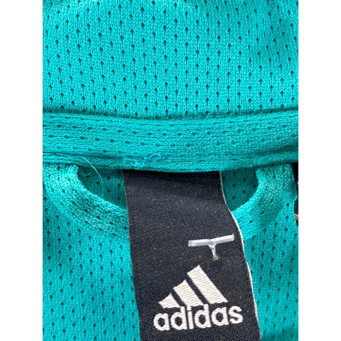 ADIDAS Women's Blue-Green Graphic Climawarm Thumbhole Pullover Hoodie SZ M