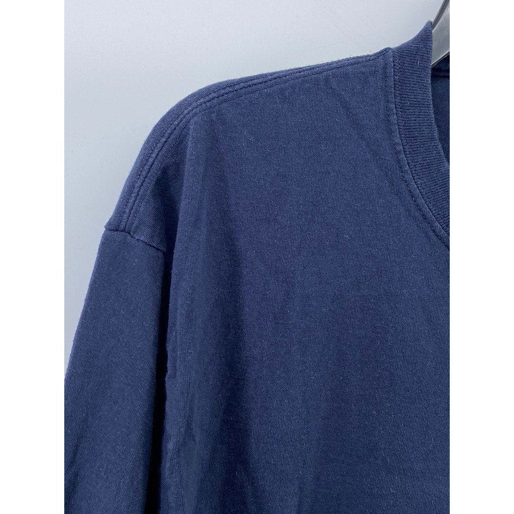 PORT & COMPANY Men’s Navy Blue Crewneck Long Sleeve Essential T-Shirt SZ XL