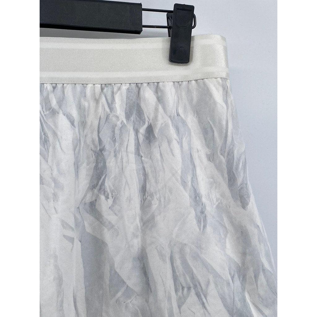 NIKE Women's White-Gray Printed Activewear Mini Inner Short Tennis Skirt SZ M