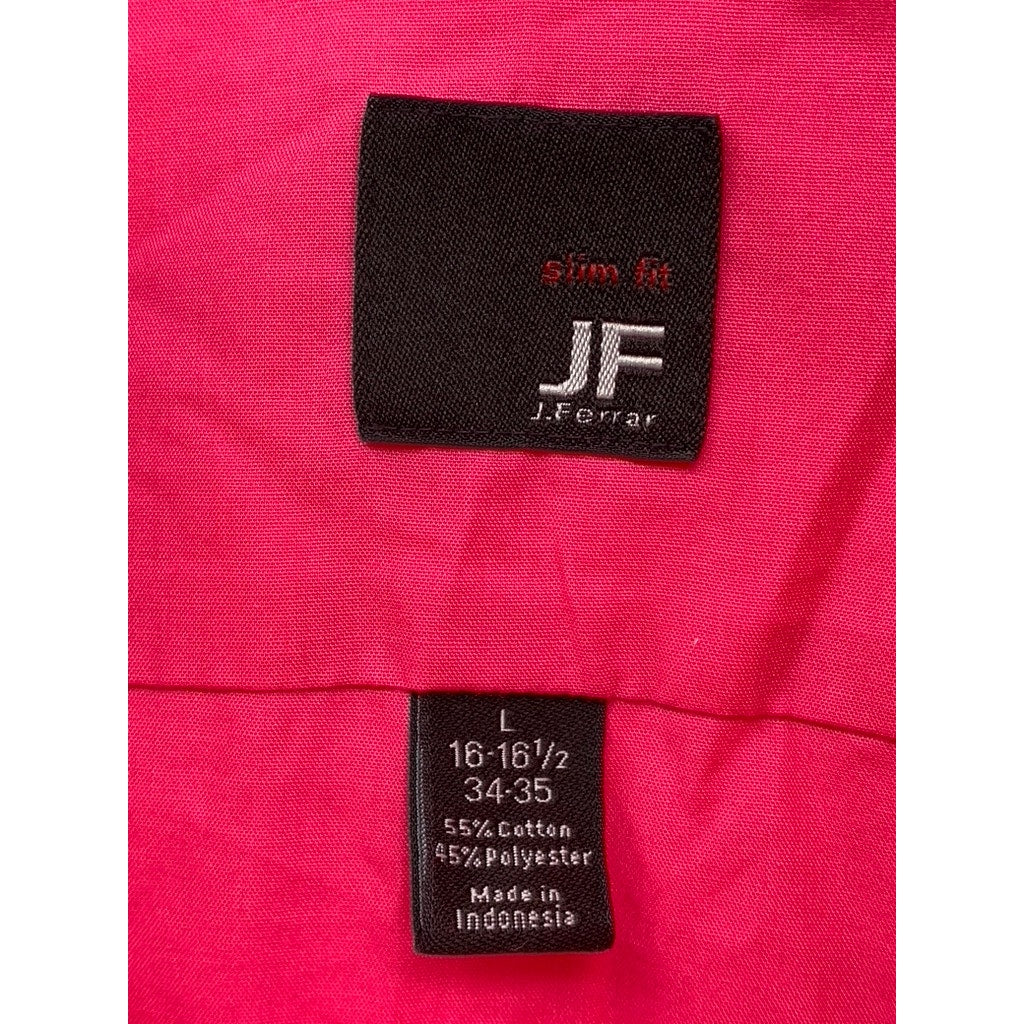 JF J, FERRAR Men's Fuschia Slim-Fit Button-Up Long Sleeve Shirt SZ L(16-16.5)