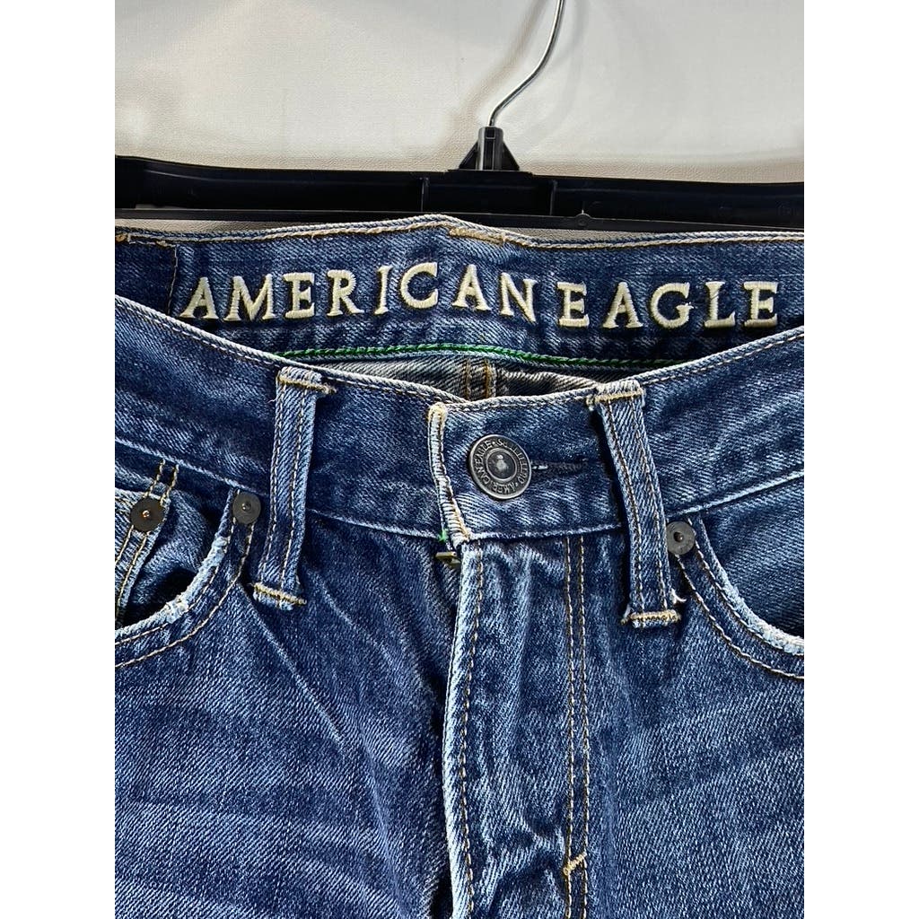 AMERICAN EAGLE OUTFITTERS Men's Medium Blue Faded Slim-Fit Denim Jeans SZ 30X30