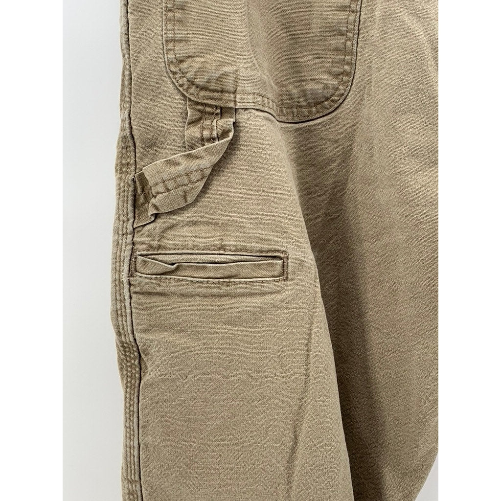 WRANGLER Men's Khaki Distressed Straight-Leg Carpenter Pant SZ 36X34