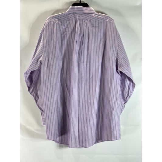 BROOKS BROTHERS 346 Men's Purple Striped Slim-Fit Button-Up Dress Shirt SZ 18