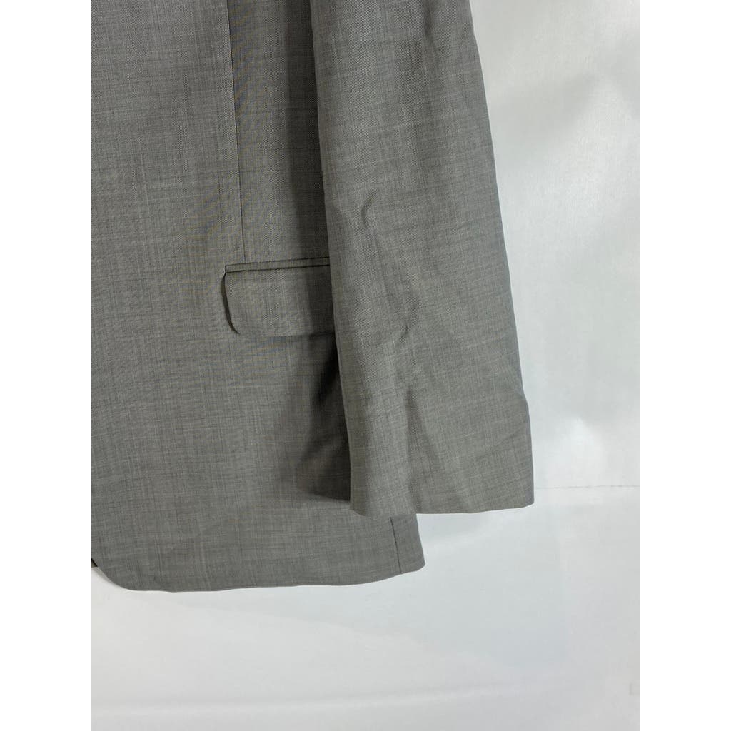 TOMMY HILFIGER Men's Grey Sharkskin Modern-Fit Wool Two-Button Suit Jacket SZ44R