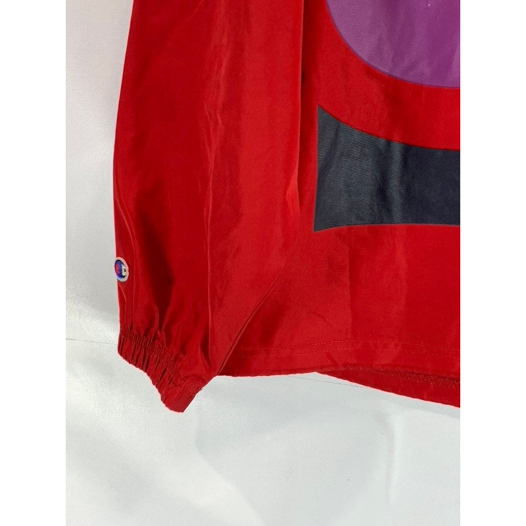 CHAMPION Men's Red UO Exclusive Logo Anorak Pullover Windbreaker Jacket SZ L