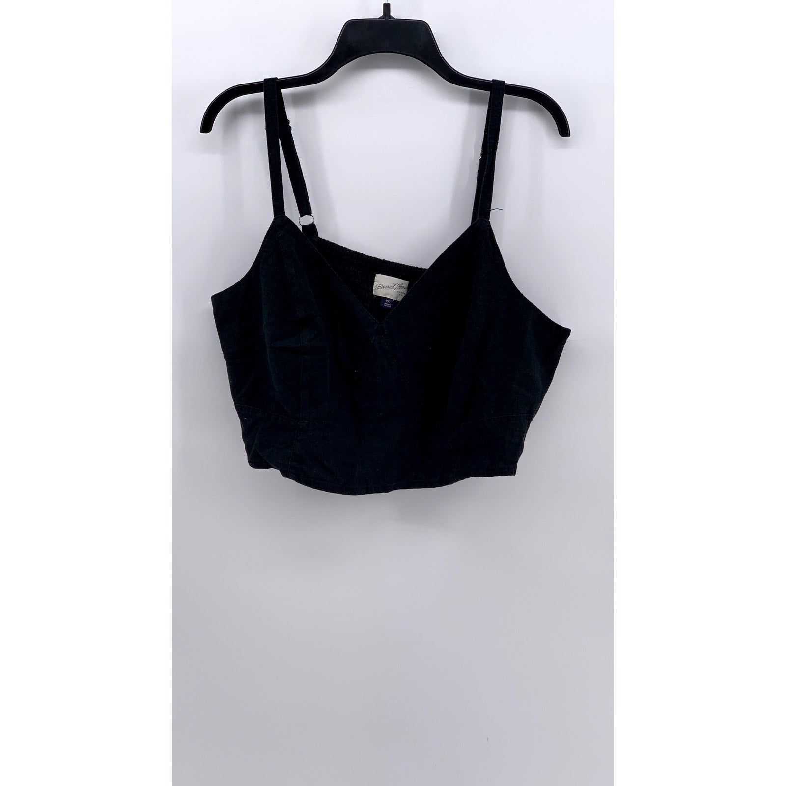 UNIVERSAL THREAD Women's Black Smocked V-Neck Crop Top SZ 2XL