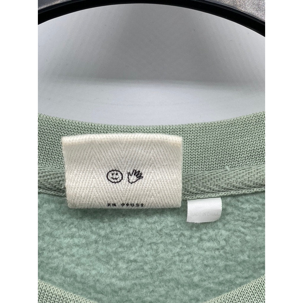 GLOSSIER Women's Mint Green Large 'G' Logo Crewneck Long Sleeve Sweatshirt SZ L