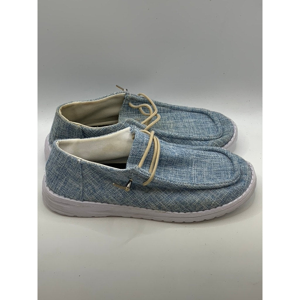 UNBRANDED Women's Blue Canvas Slip-On Loafers SZ 41(US10.5)