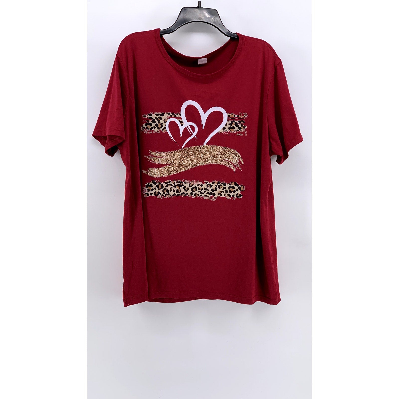 UNBRANDED Women's Plus Red Printed Short Sleeve Top SZ 4XL