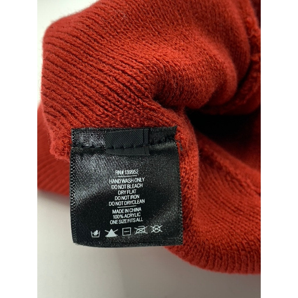 HOTEL Men's Dark Red Ribbed Embroidered Tree Cuffed Beanie SZ OS