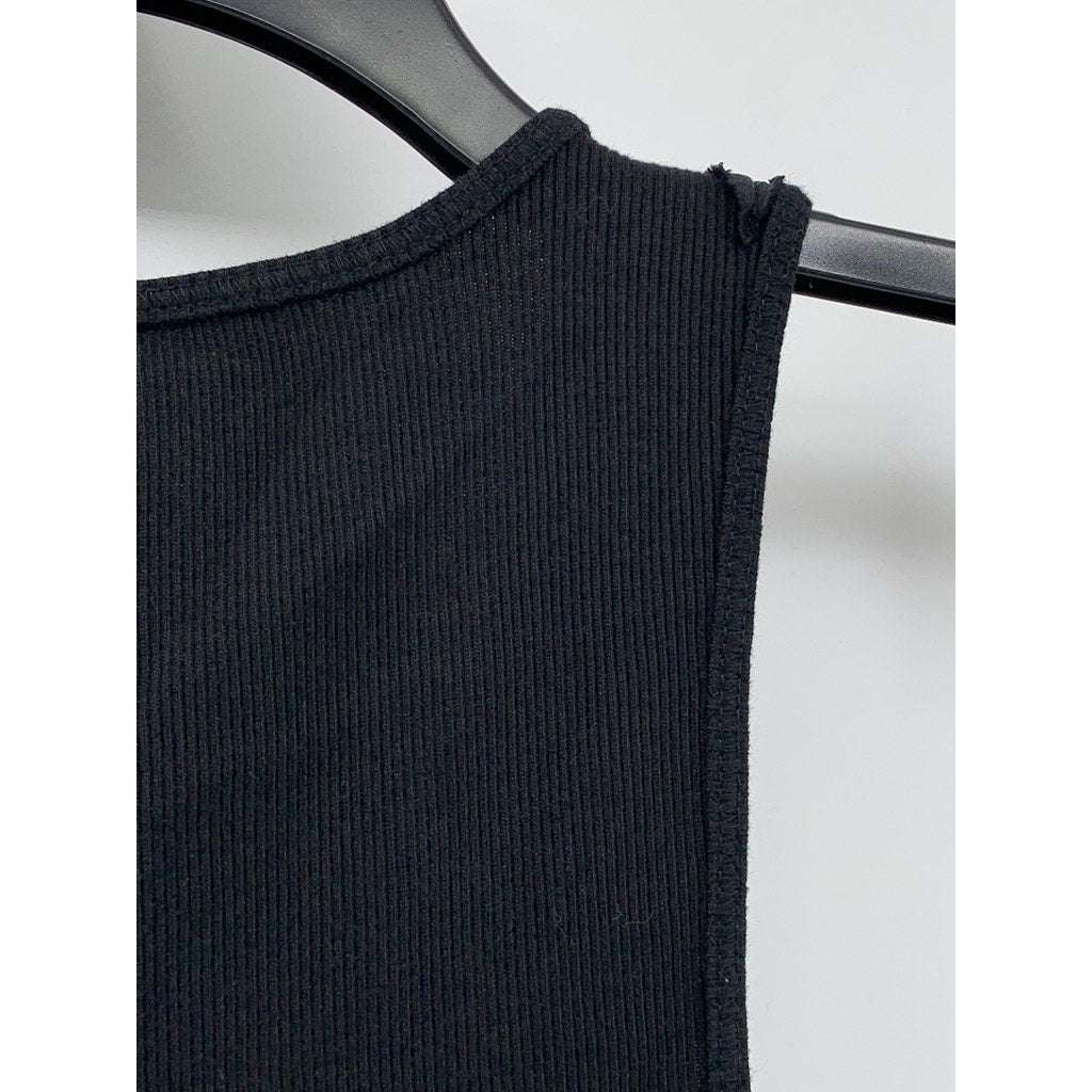 EXPRESS Women's Black Ruffle-Sequin Tank Top SZ 2XS