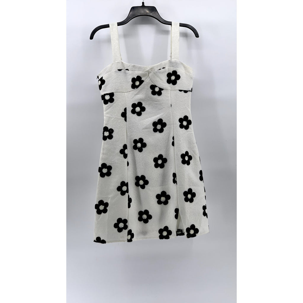 PETITE STUDIO Women's White-Black Tanya Daisy Bodycon Mini Dress SZ S