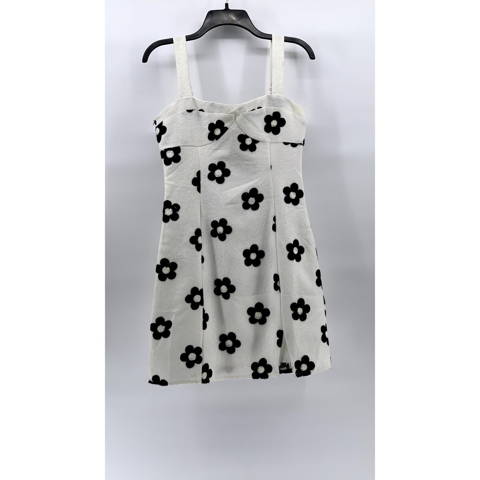PETITE STUDIO Women's White-Black Tanya Daisy Bodycon Mini Dress SZ S