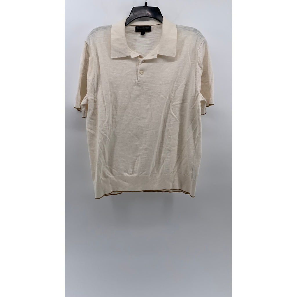 BANANA REPUBLIC Men's Off-White Short Sleeve Organic Cotton Polo Shirt SZ L
