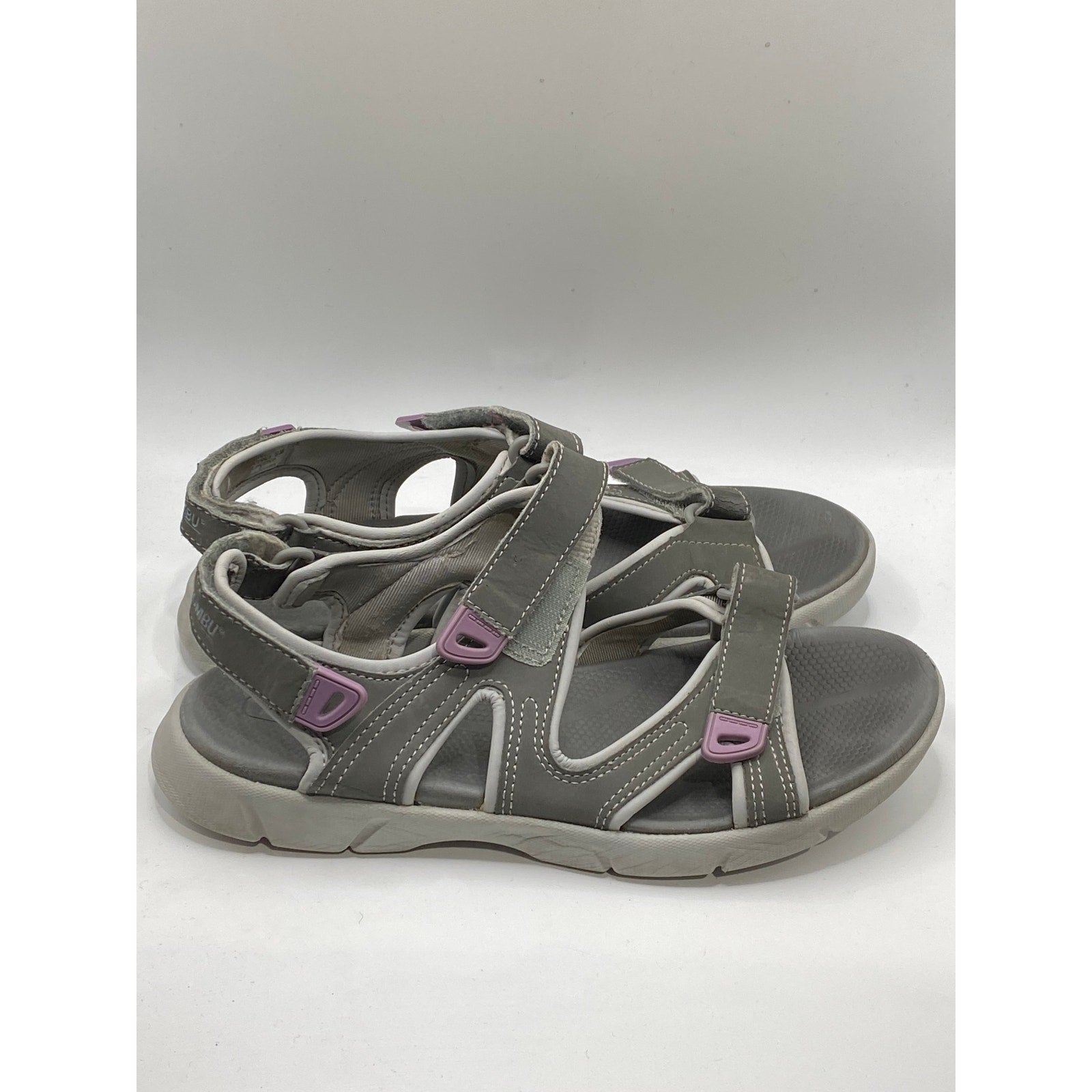 KHOMBU Women's Gray Open-Toe Hook-Loop Casual Sandals SZ 8