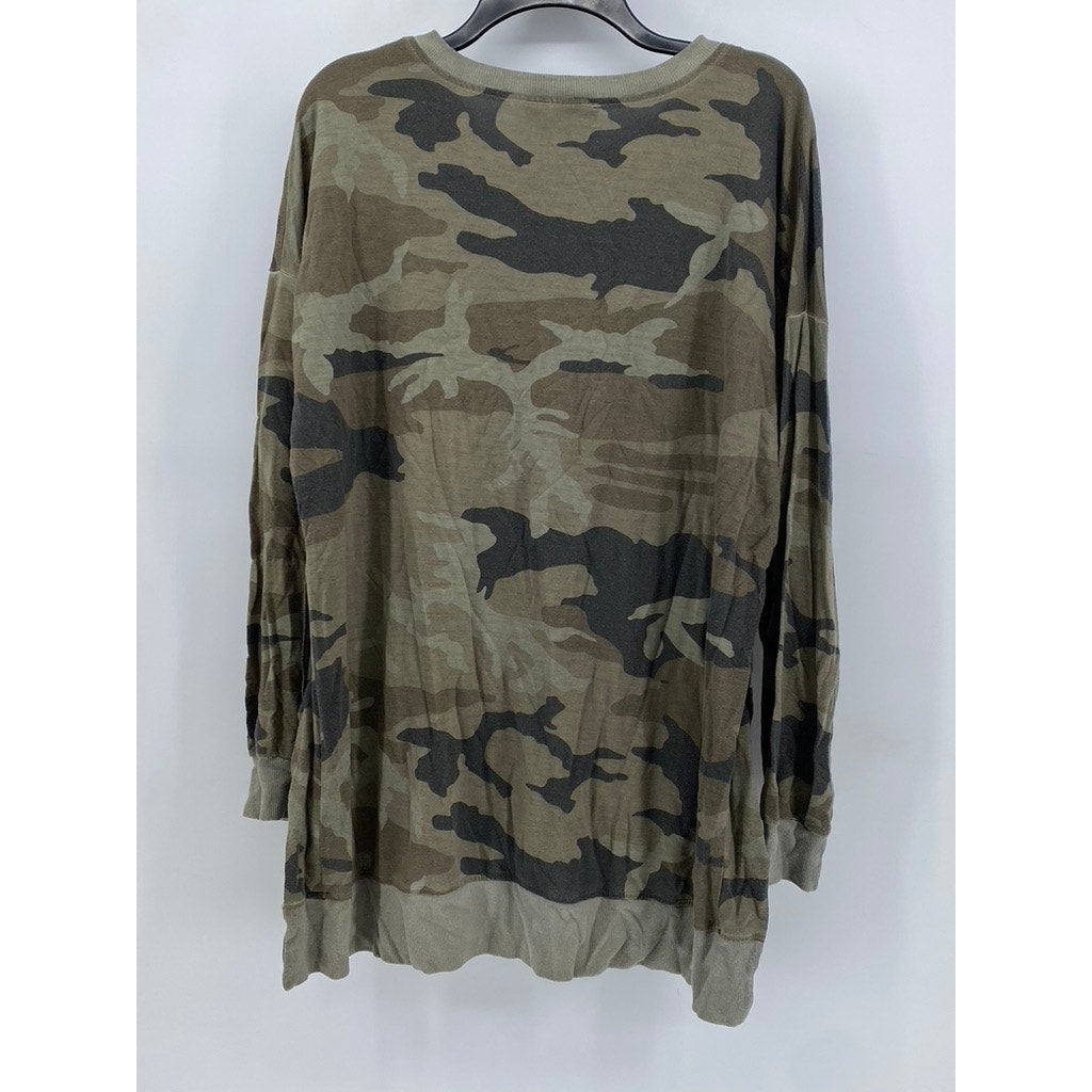 DANTELLE Womens Open Slit Long Sleeve Camo Top Sz 1x