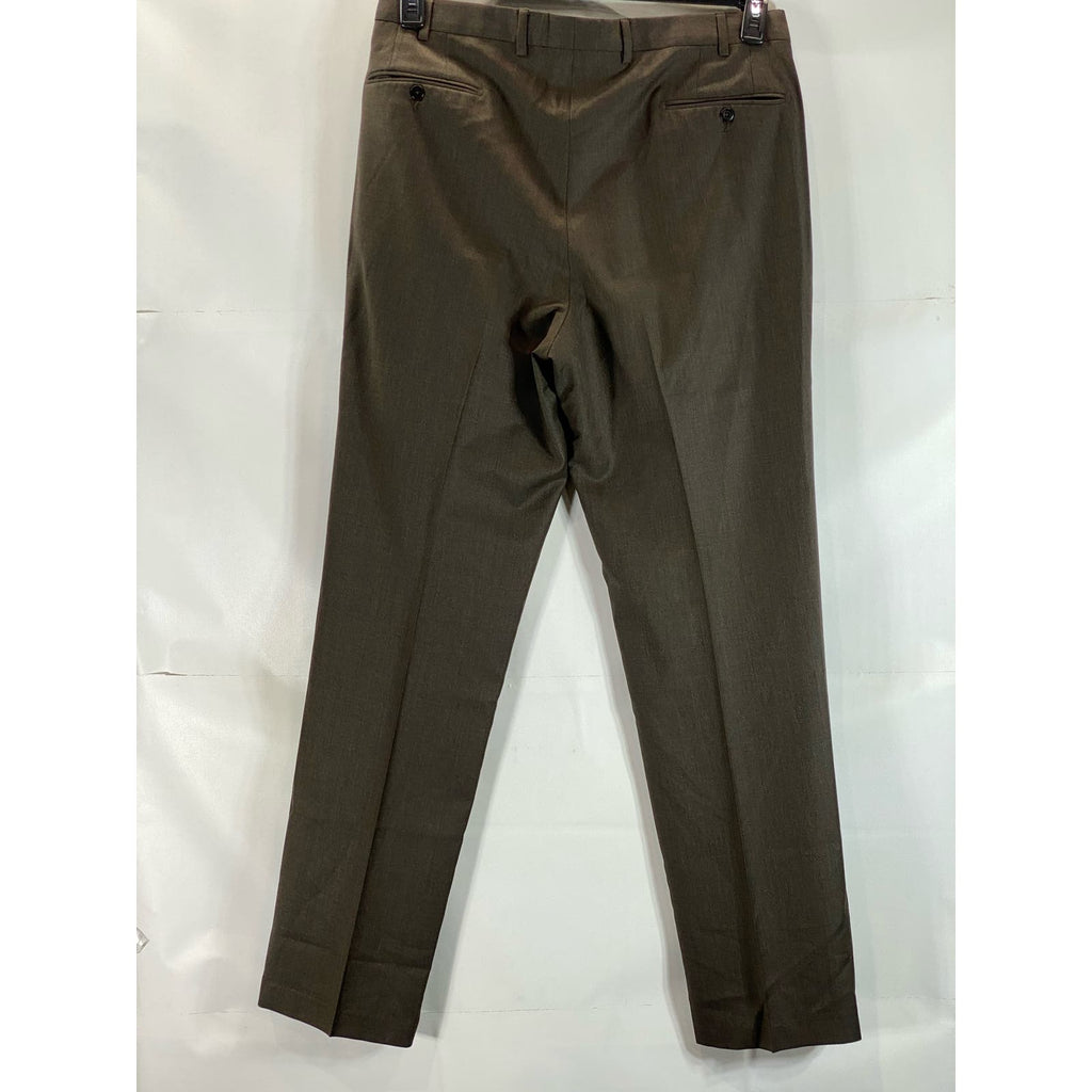 ERMENEGILDO ZEGNA Men's Brown Pleated Front Wool Suit Pants SZ 36