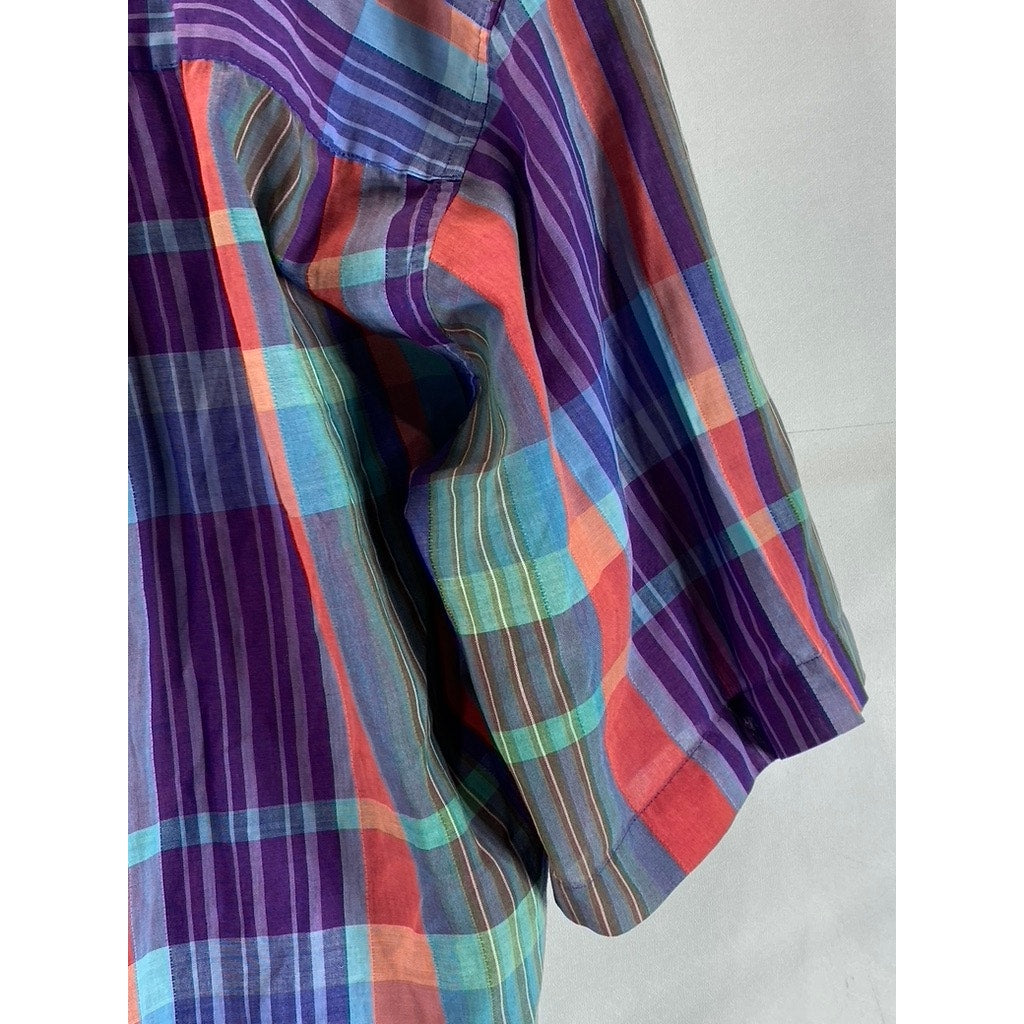 NOR'EASTER PLAID Men's Multicolor Vintage Plaid Short Sleeve Button-Up Shirt SZM