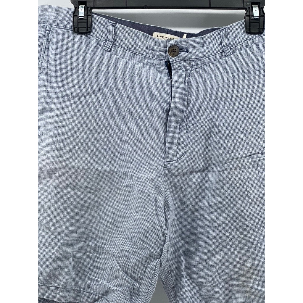 CLUB MONACO Men’s Blue Linen Textured Maddox Fit Shorts SZ 33