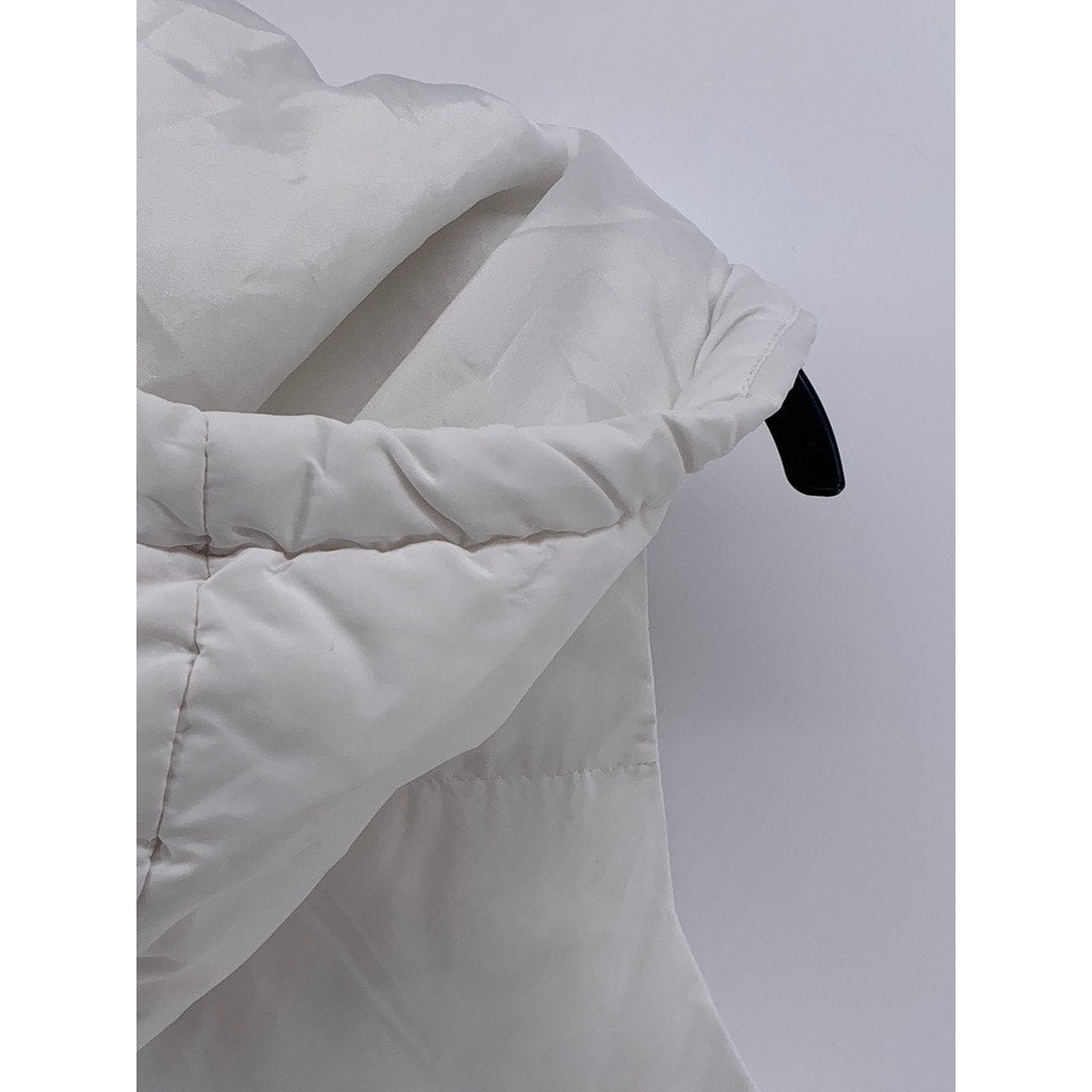 CHARLIE PAIGE Women's White Hooded Sleeveless Zip-Up Puffer Vest SZ M