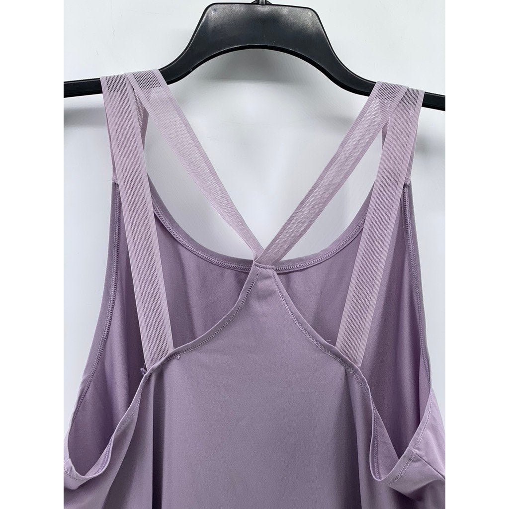 UNDER ARMOUR Women's Lilac Scoop-Neck Mesh Cross-Strap Loose-Fit Tank Top SZ L