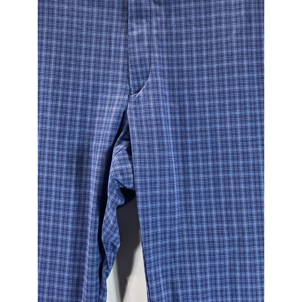 TOMMY HILFIGER Men's Blue Mini Check Modern-Fit Flat Front Dress Pant SZ 36X30