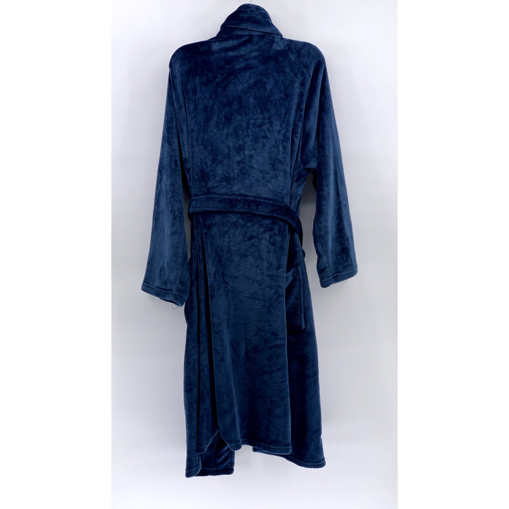 DAVID ARCHY Men's Blue Fleece Embroidered Robe SZ L/XL