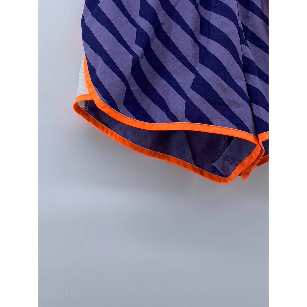 NIKE Women's Purple-Orange Striped Drawstring Dri-Fit Running Shorts SZ S