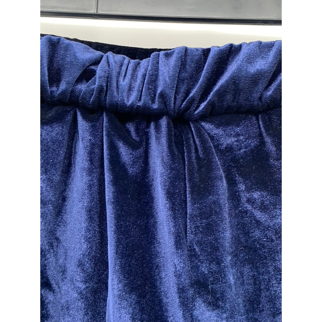 UNBRANDED Women's Blue-Yellow Striped Velvet Shorts SZ M