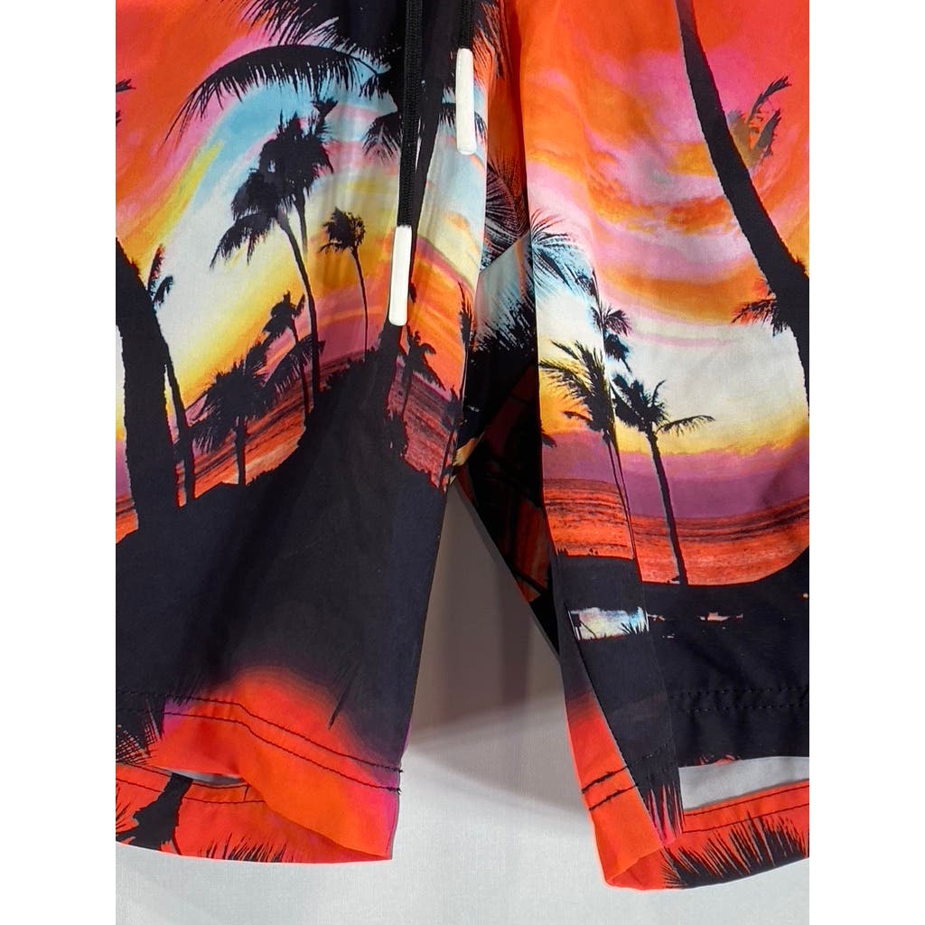 AMERICAN EAGLE Men's Red Tropical Print Drawstring Pull-On Board Shorts SZ XS