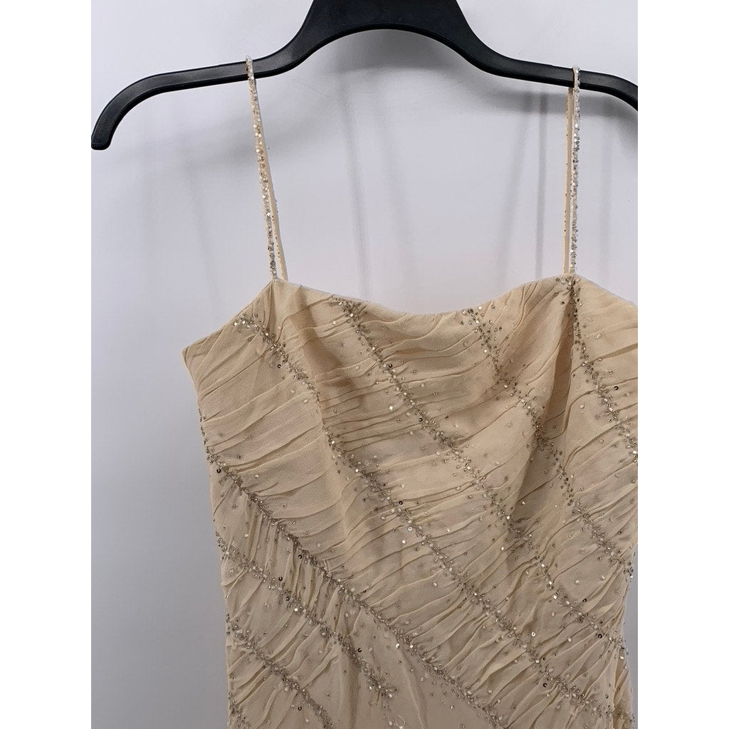 CHRISTYNE FORTI Women's Beige Rhinestone 2-Pc Gown SZ 12