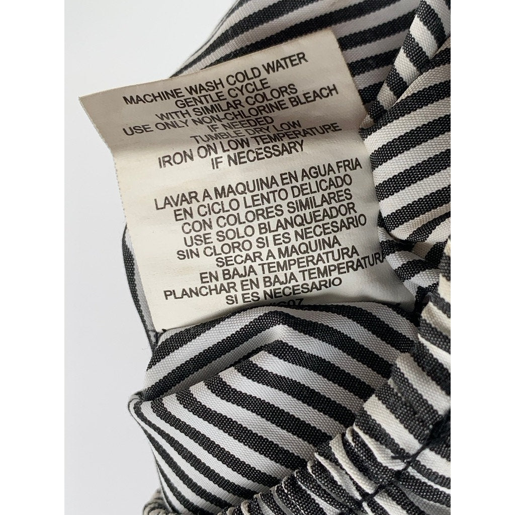 LILY WHITE Women's Black-White Striped Off-The-Shoulder Tie Hem Ruffle Top SZ M