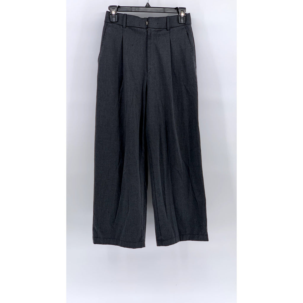 UNIQLO Women's Charcoal Gray Pleated Straight-Leg Pant SZ S