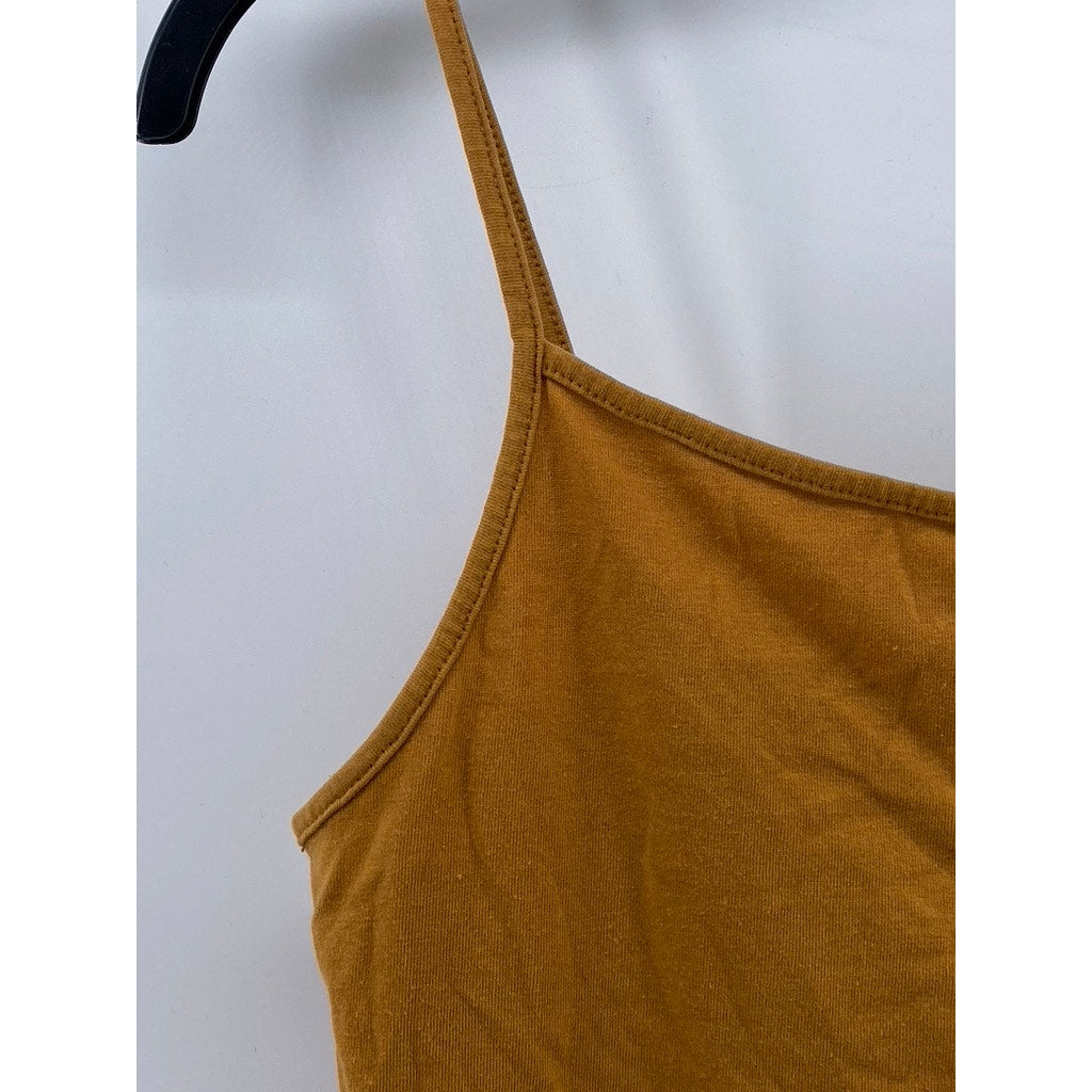 WILD FABLE Women's Gold Yellow Scoop-Neck Spaghetti Strap Cropped Tank Top SZ M