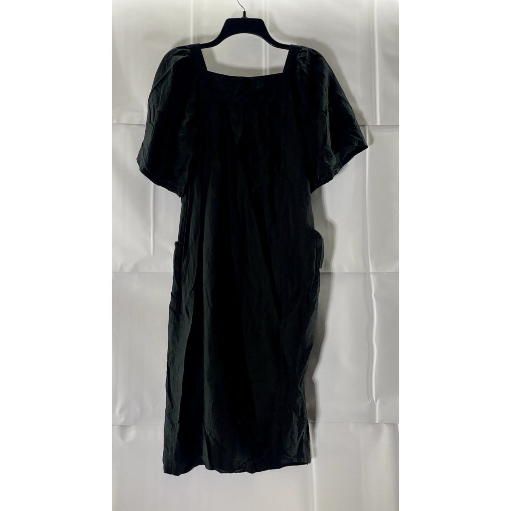 M. PATMOS Women's Black Louise Square-Neck Volume Sleeve Midi Dress SZ XS