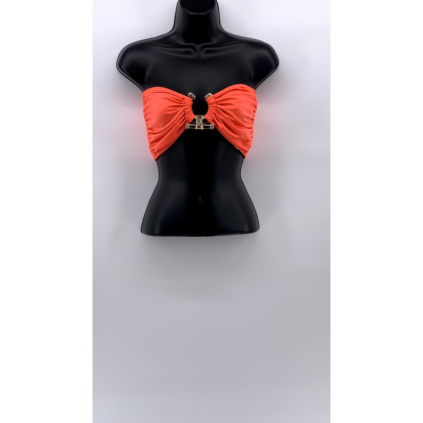 UNBRANDED Women's Neon Orange Keyhole Strapless Bikini Top SZ M/L