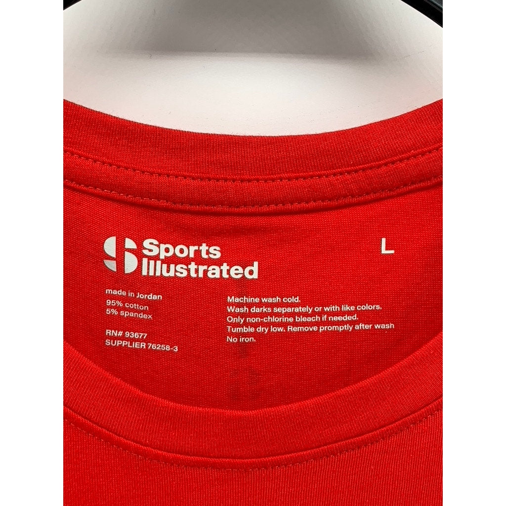 SPORTS ILLUSTRATED Men's Red Crewneck Lightweight T-Shirt SZ L