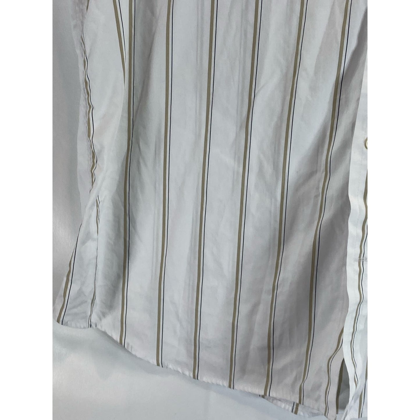 BANANA REPUBLIC Men's White Striped Tech Stretch Cotton Slim Flex Fit Shirt SZXL