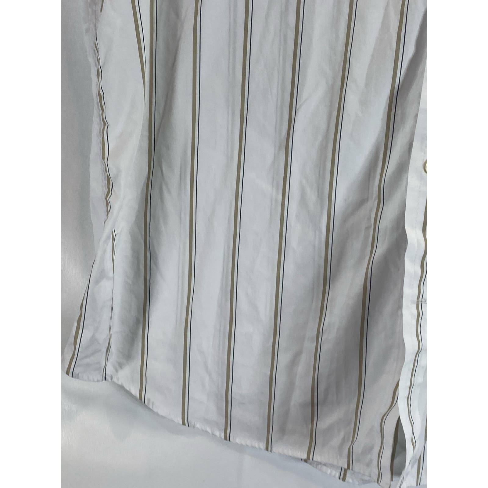 BANANA REPUBLIC Men's White Striped Tech Stretch Cotton Slim Flex Fit Shirt SZXL