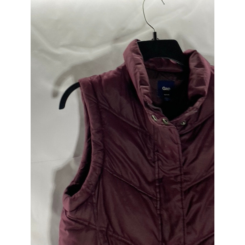 GAP Women's Burgundy Zip-Up Sleeveless Puffer Vest SZ M